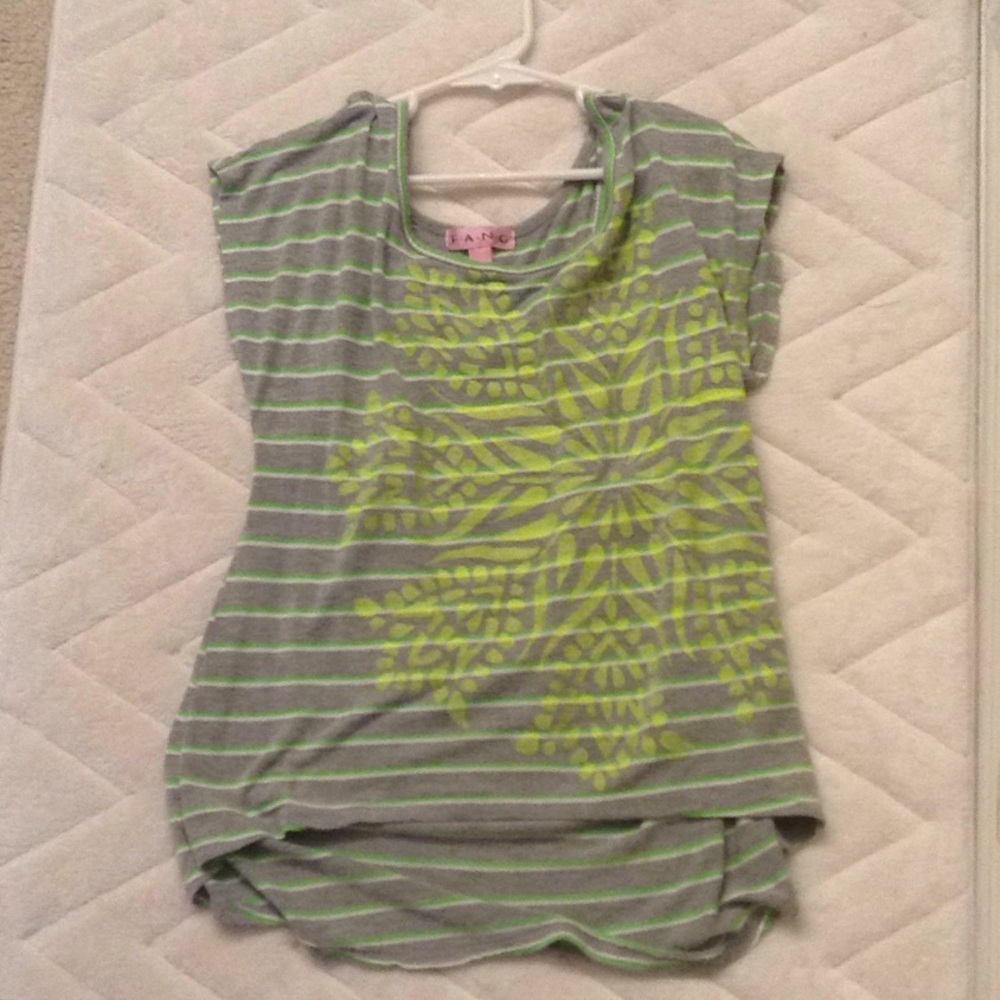 F•A•N•G Size M(10-12) Lime Green Flower Shirt